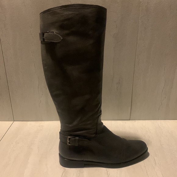 Garnet Hill Women's Dark Gray Leather Buckle Lateral Zipper Tall Boots Size 8.5 - Picture 7 of 12